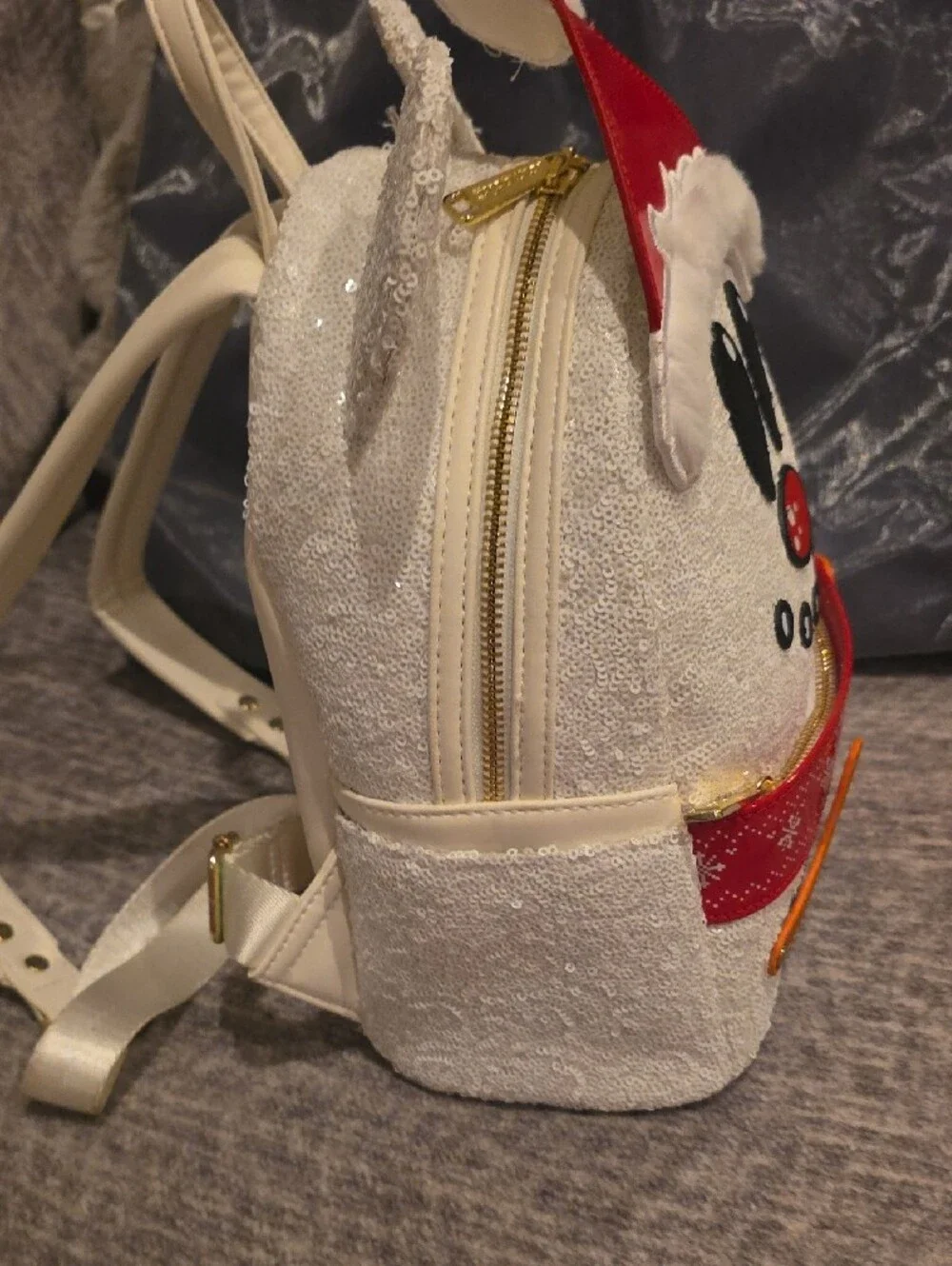 Loungefly Disney Mickey White & Red Snowman Kids Backpack and Wallet Set NWOT